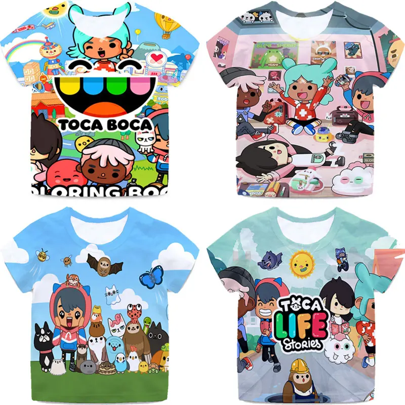 Мультяшная футболка Toca Life World Game, Детские футболки, топы, футболка Toca Mouth, Детская футболка Toca Life World, футболка для мальчиков и девочек, уличная одежда из аниме
Мультяшная футболка Toca Life World Game, Детские футболки, топы, футболка Toca Mouth, Детская футболка Toca Life World, футболка для мальчиков и девочек, уличная одежда из аниме