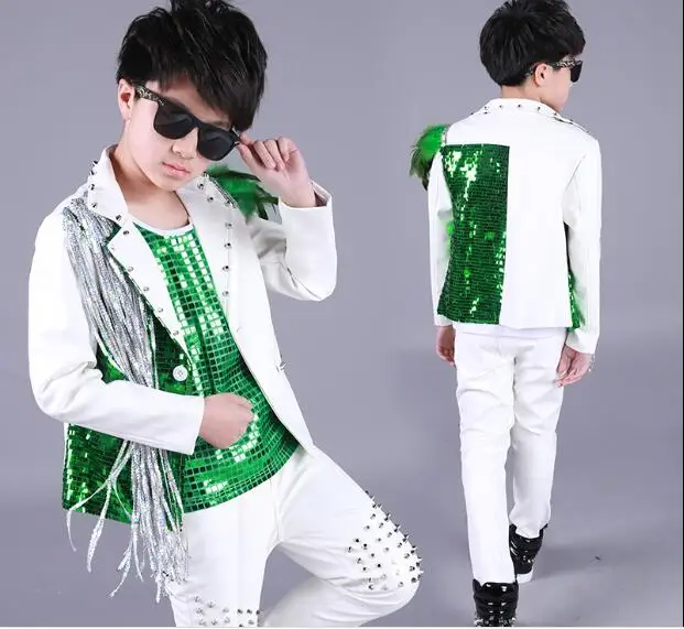 New Cool Boy's Rivets PU Leather Tassel Jacket Costumes Hip-hop Jazz Stage Dancewear Children's Shelf Drum Performance Coat
New Cool Boy's Rivets PU Leather Tassel Jacket Costumes Hip-hop Jazz Stage Dancewear Children's Shelf Drum Performance Coat