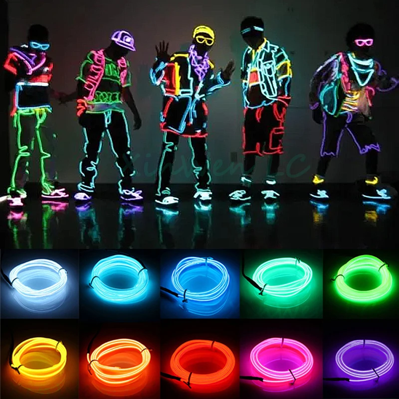 

1m/3m/5m Glow EL Wire Cable LED Neon Christmas Dance Party DIY Costumes Clothing Luminous Car Light Decoration Clothes Ball Rave