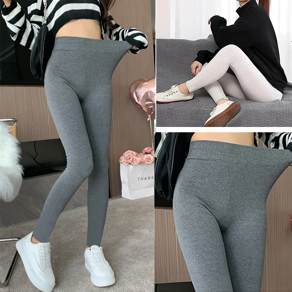 

Threaded Ribbed Leggings Casual Cotton External Penetration High Waist Pants Sexy Warm Tightening And Hip Lifting Pants Women
