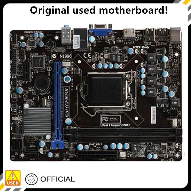 H61 H61M-E33(G3) Used Desktop Board H61 Slot LGA1155 DDR3 Motherboard SATA2 USB2.0 Support I3 I5 I7
H61 H61M-E33(G3) Used Desktop Board H61 Slot LGA1155 DDR3 Motherboard SATA2 USB2.0 Support I3 I5 I7