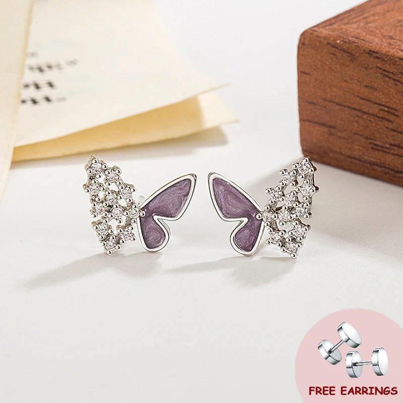 Fashion Butterfly Shape Stud Earrings 925 Silver Jewelry with Zircon Ornaments for Women Wedding Engagement Party Gift Earring 
Fashion Butterfly Shape Stud Earrings 925 Silver Jewelry with Zircon Ornaments for Women Wedding Engagement Party Gift Earring