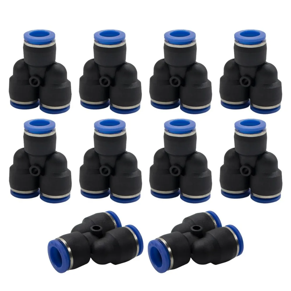 

50/100 Pcs 4/6/8/10/12mm 3 Way Y Splitter Push in Connect Pneumatic Fitting,3 Way Plastic Quick Release PY Air Line Adapter