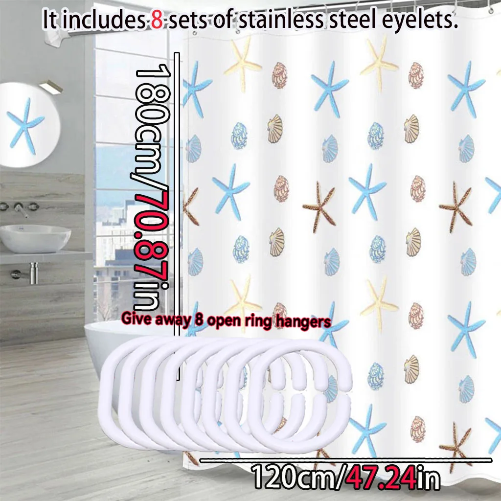 Cartoon pattern starfish bathroom shower curtain Bathroom partition curtain light opaque Waterproof material bathroom more refre Cartoon pattern starfish bathroom shower curtain Bathroom partition curtain light opaque Waterproof material bathroom more refre