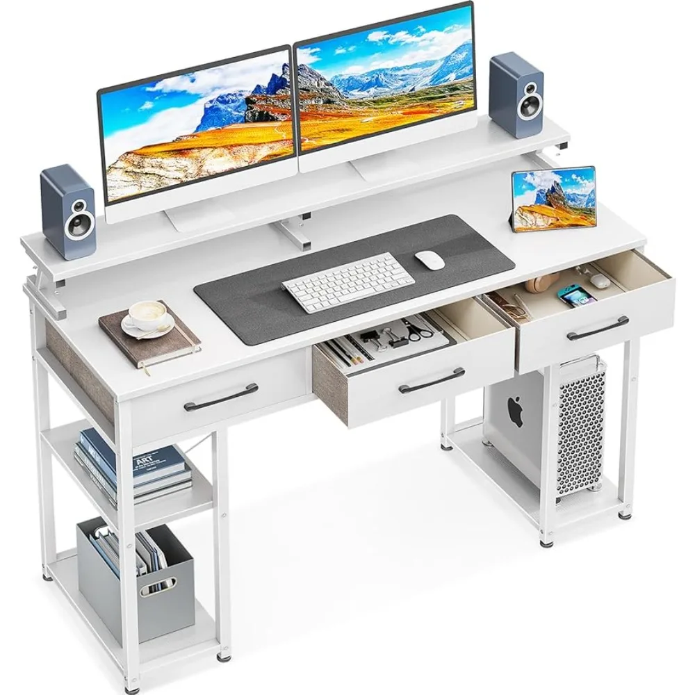 ODK Computer Desk with Drawers and Storage Shelves, 48 Inch Home Office Desk with Monitor Stand, White Computer Desks
ODK Computer Desk with Drawers and Storage Shelves, 48 Inch Home Office Desk with Monitor Stand, White Computer Desks
