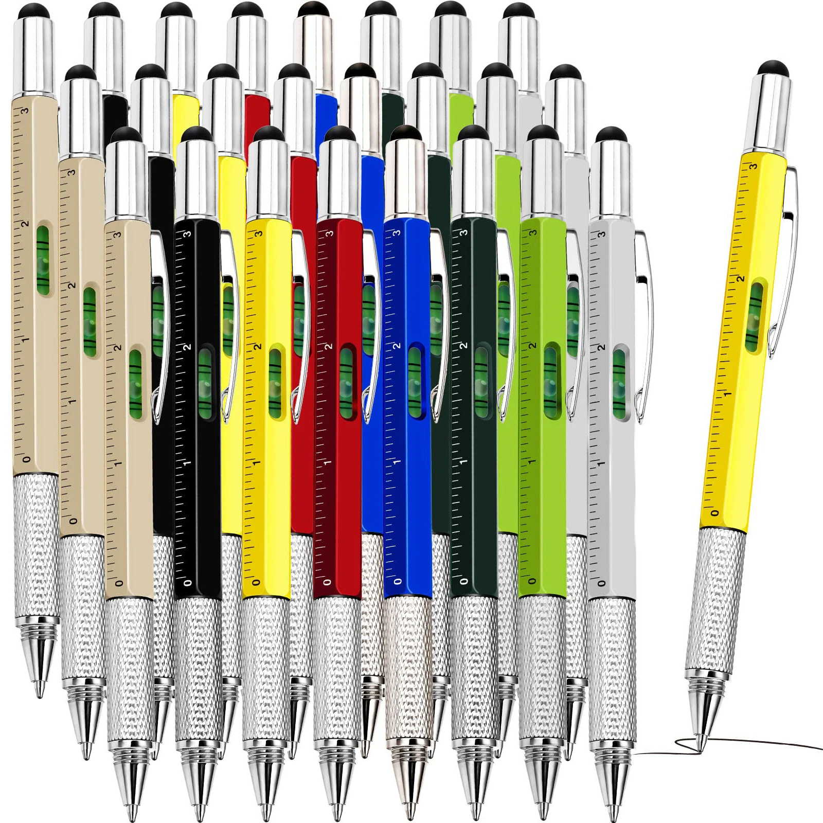 

Многофункциональная ручка 6 в 1, многофункциональные ручки с линейкой и плоской отверткой, многофункциональные металлические шариковые ручки, крутой гаджет для мужчин