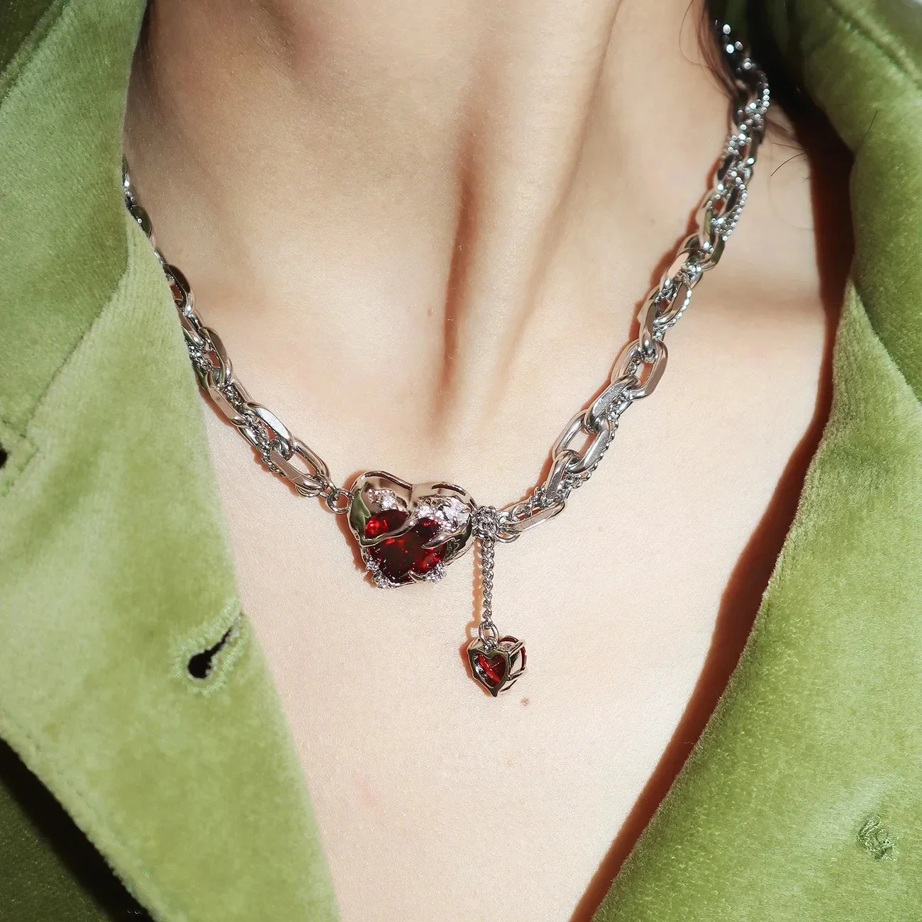 Love's Meditation Series Falling Love Fall Double Layered Heart Imitation Ruby Neckchain Ins Necklace for Female Crowd Necklace
Love's Meditation Series Falling Love Fall Double Layered Heart Imitation Ruby Neckchain Ins Necklace for Female Crowd Necklace