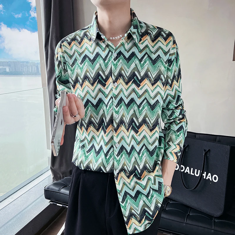 New Colorful Wave Stripes Long Sleeve Shirts For Men Clothing 2023 All Match Loose Casual Drape Comfortable Blouse Homme Tuxedo
New Colorful Wave Stripes Long Sleeve Shirts For Men Clothing 2023 All Match Loose Casual Drape Comfortable Blouse Homme Tuxedo
