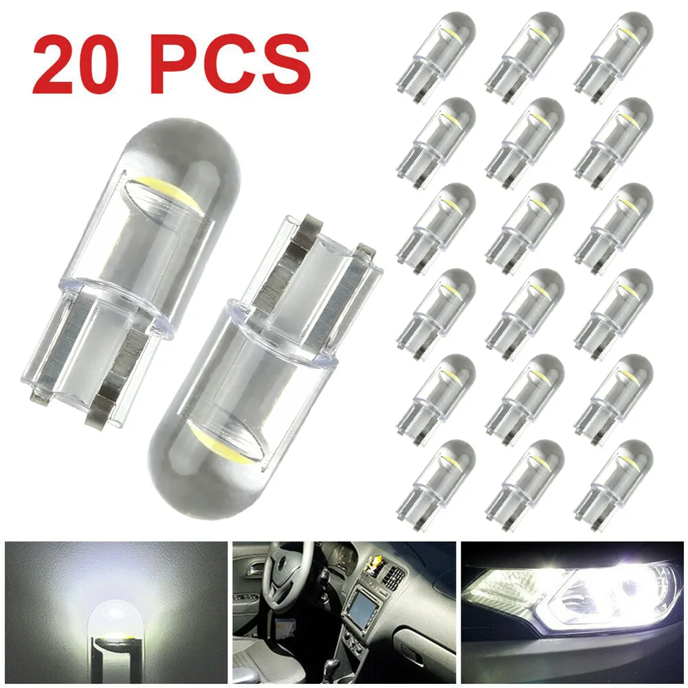 

20Pcs Universal T10 LED COB 6000K White W5W 168 Car Interior Lights Dome Reading Map Light Car Automobiles