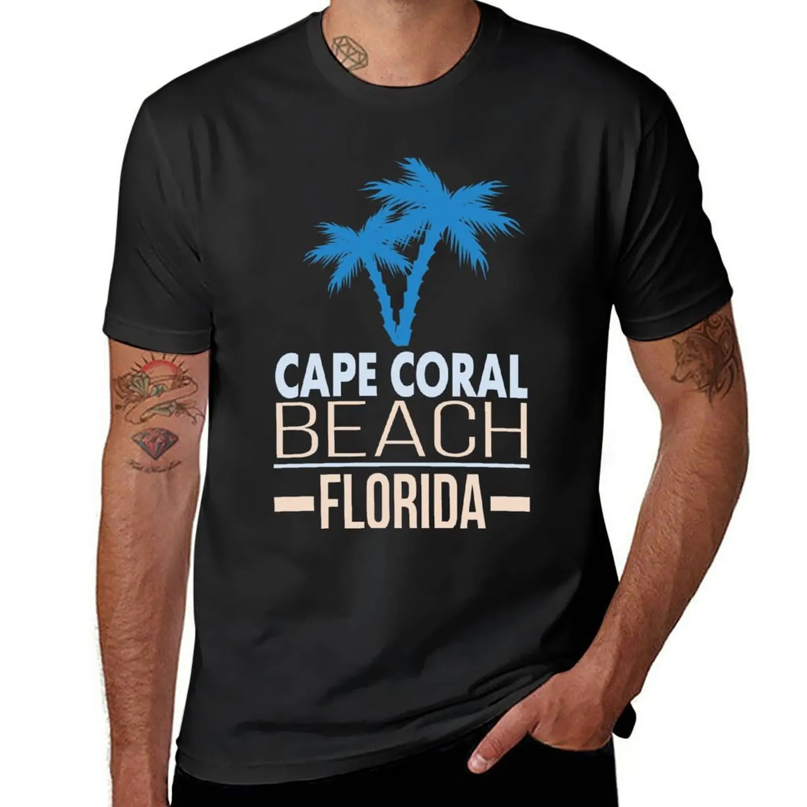 

New Cape Coral Beach Florida with Palm Trees T-Shirt plus size t shirts funny t shirts mens graphic t-shirts pack