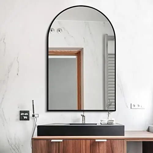 

Зеркало для ванной комнаты 40x30 дюймов, черное прямоугольное зеркало с металлической рамой, большое современное круглое Угловое зеркало (Горизонтальное/Вертикальное