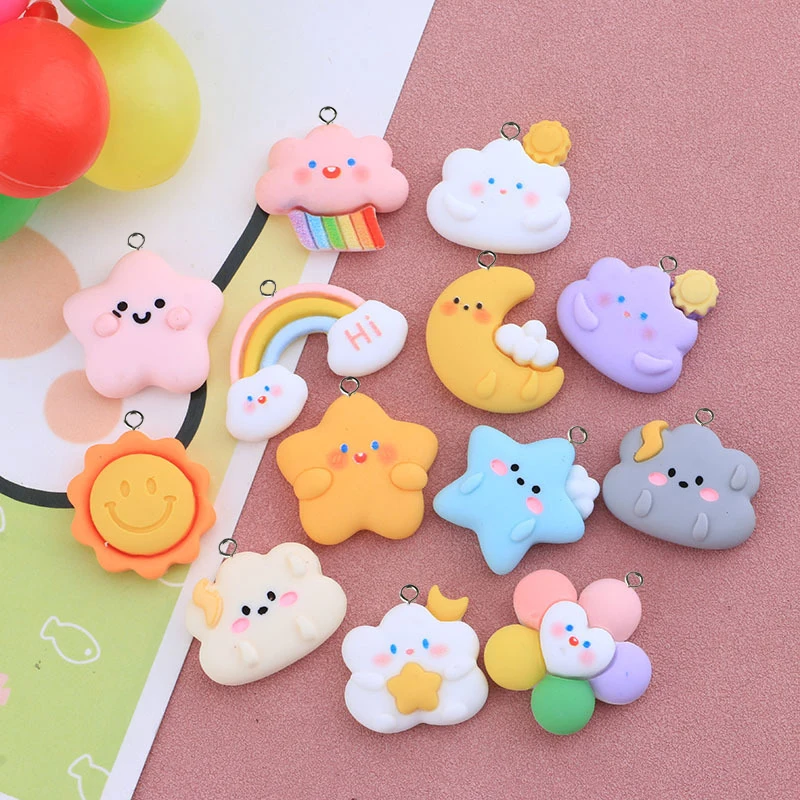 Resin Kawaii Charms Moon Clouds Rainbow Stars Jewelry Making Craft DIY Pendants Earrings Bracelets Handmade Craft
Resin Kawaii Charms Moon Clouds Rainbow Stars Jewelry Making Craft DIY Pendants Earrings Bracelets Handmade Craft