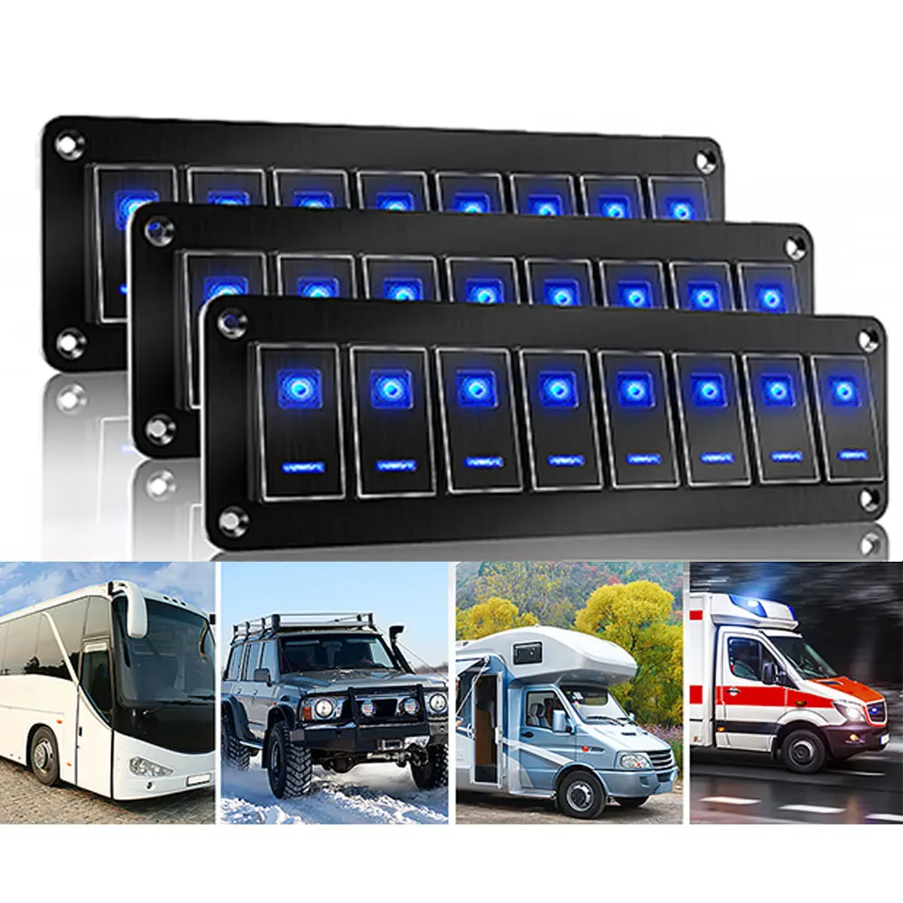 2/3/4/6/8 Gang Metal LED Rocker Switch Panel With DIY Sticker Waterpoof ON-OFF Swith For Car Truck Caravan RV Camper Marine 12V
2/3/4/6/8 Gang Metal LED Rocker Switch Panel With DIY Sticker Waterpoof ON-OFF Swith For Car Truck Caravan RV Camper Marine 12V