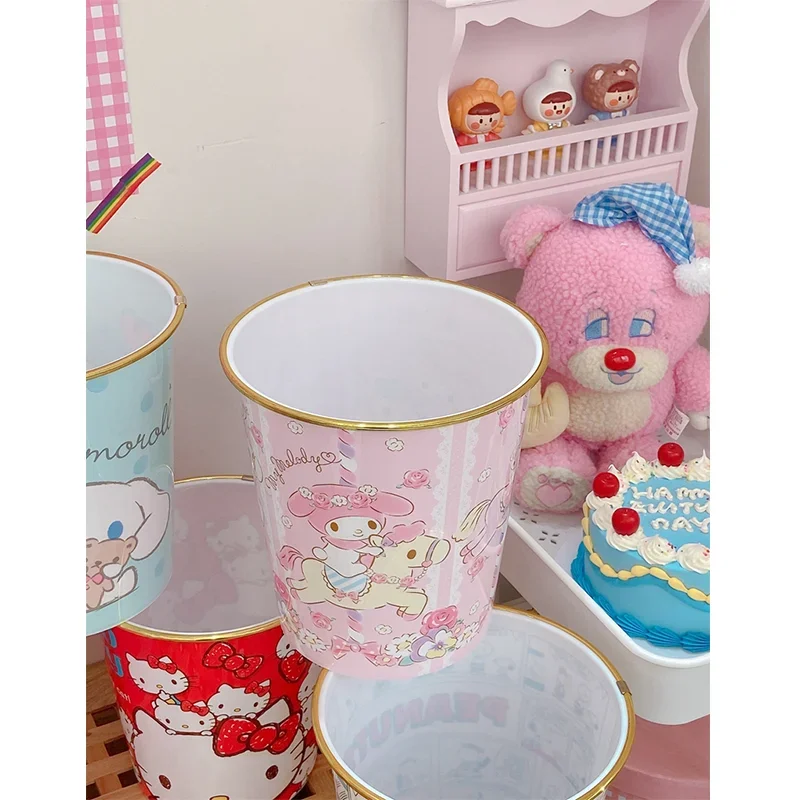 

Sanrio Cinnamoroll My Melody Kuromi Hello Kitty Mermaid Garbage Can Kawaii Cartoon Storage Box Bedroom Trash Girl Heart Gifts