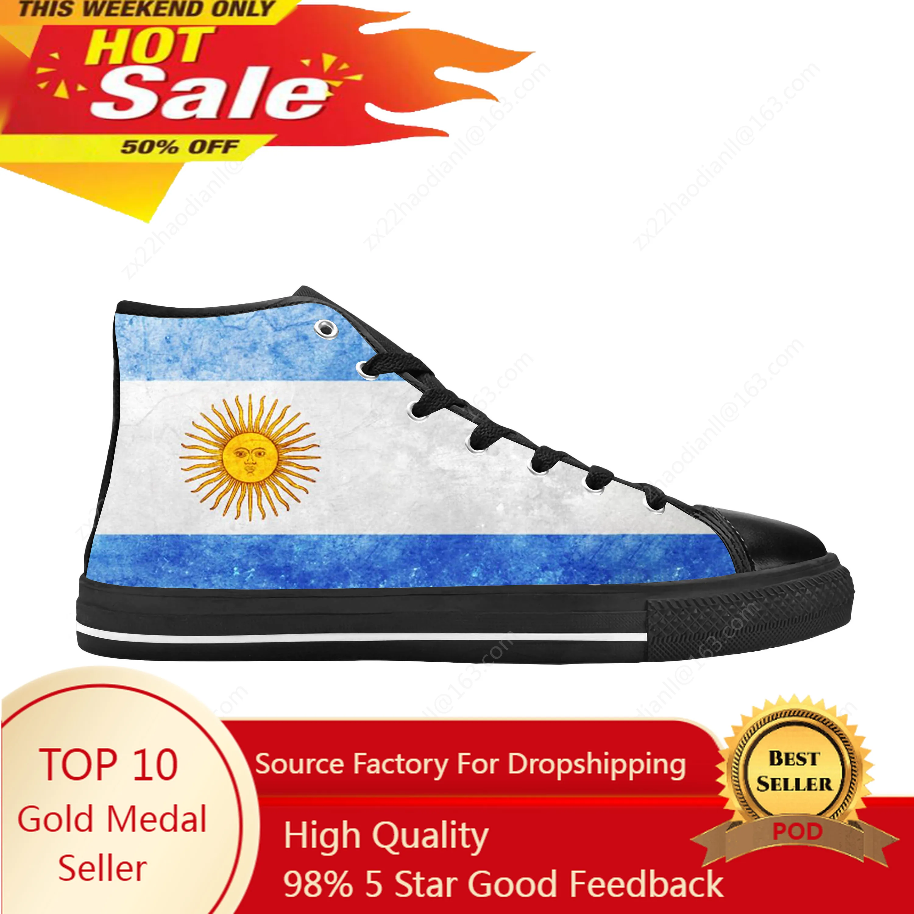 Argentina Flag Argentinian Patriotic Pride Funny Casual Cloth Shoes High Top Comfortable Breathable 3D Print Men Women Sneakers
Argentina Flag Argentinian Patriotic Pride Funny Casual Cloth Shoes High Top Comfortable Breathable 3D Print Men Women Sneakers