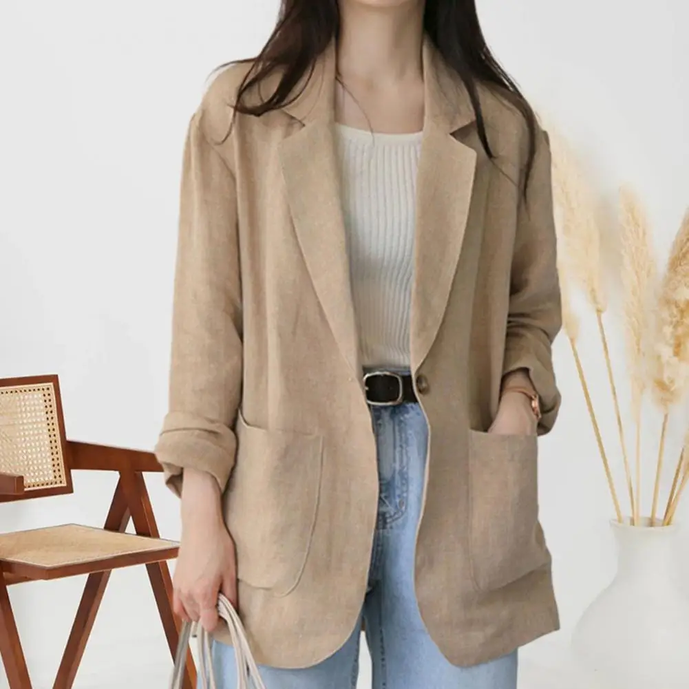 Loose Fit Suit Jacket Chic Korean Style Lapel Suit Coat Elegant Long Sleeve with Pockets Single Button Closure Loose for Women
Loose Fit Suit Jacket Chic Korean Style Lapel Suit Coat Elegant Long Sleeve with Pockets Single Button Closure Loose for Women