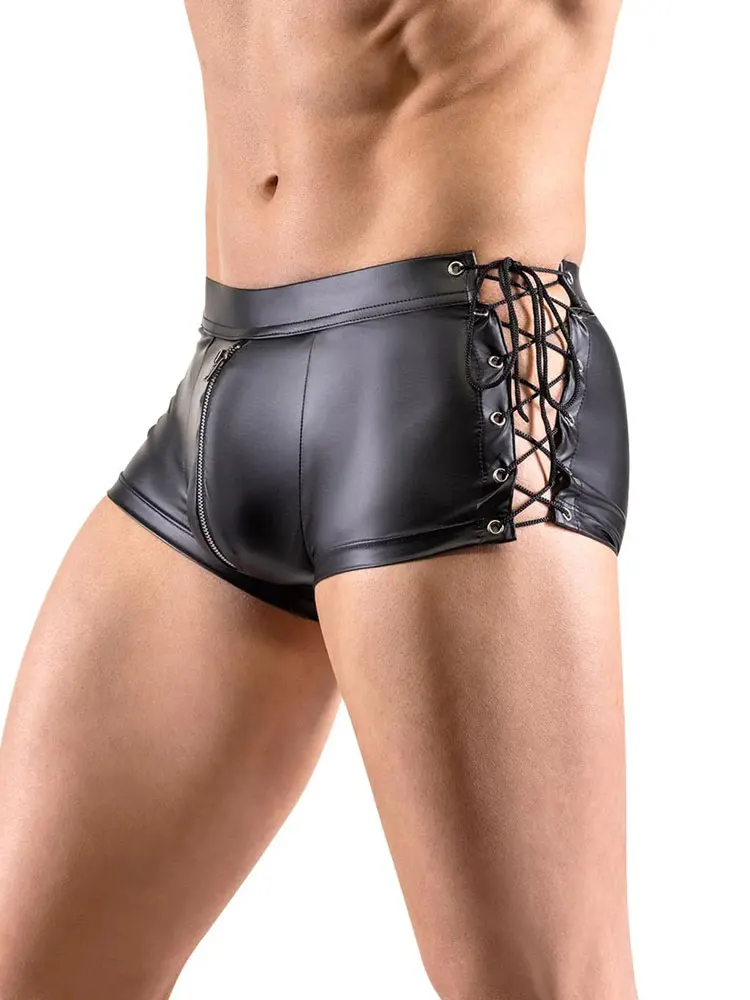 PU Men's Panties Bandage Boxer Underwears Sexy Stage Perform Shorts Man Lingerie Black Allure Low Waisted Underpants
PU Men's Panties Bandage Boxer Underwears Sexy Stage Perform Shorts Man Lingerie Black Allure Low Waisted Underpants