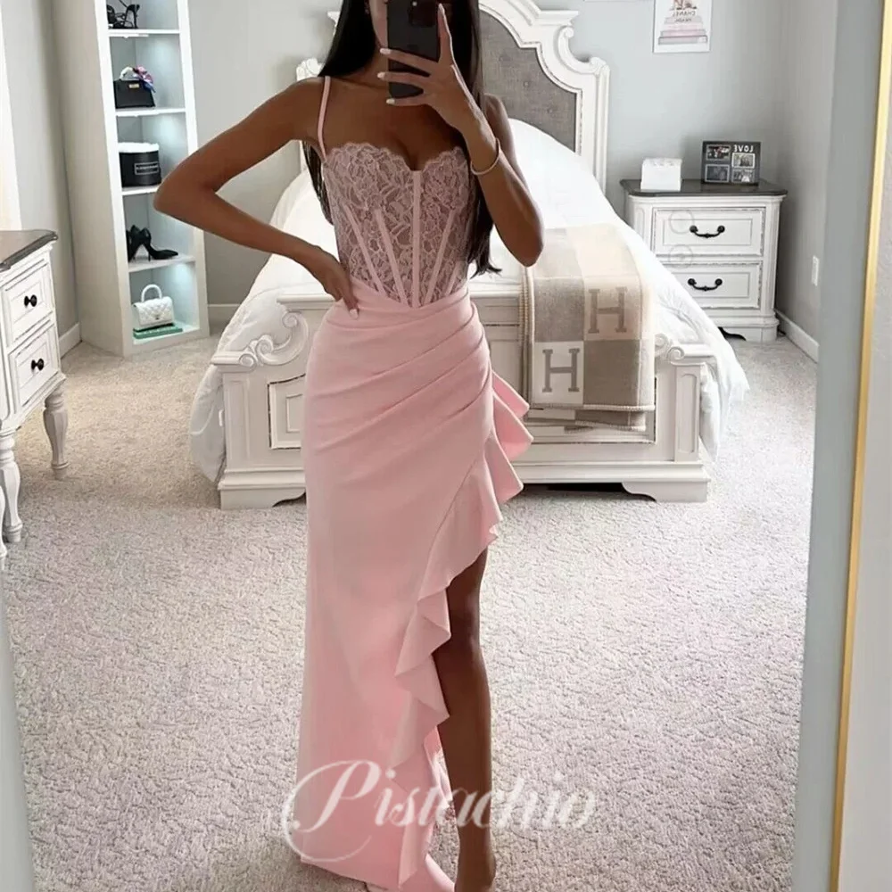 

Sexy Party Dress For Women Sweetheart Neck High Split Evening Gowns Spaghetti Straps Floor Length Prom Dresses فساتين سهرة