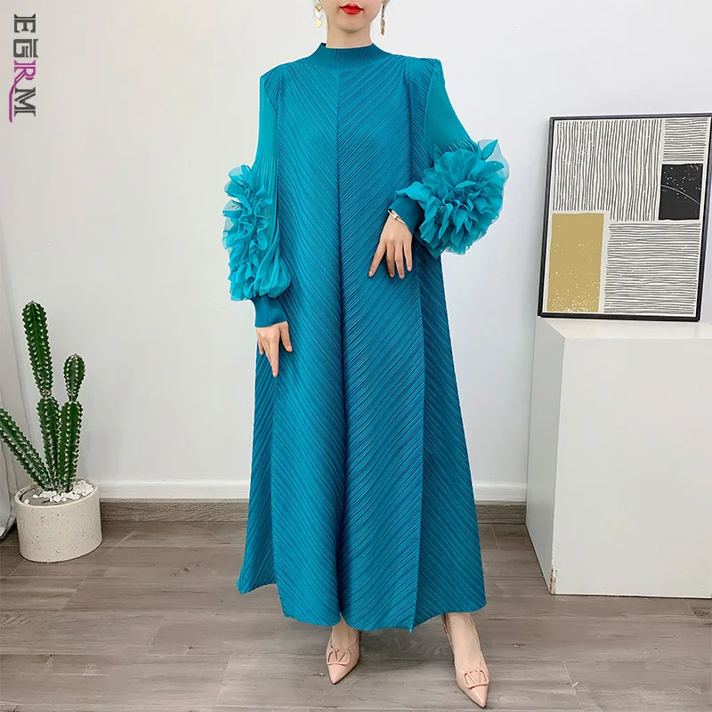EGRM Maxi Pleated Dress Solid Round Neck Spliced Fungus Full Sleeve Dresses for Women 2023 New Femme Chic Et élégante 2EG76192
EGRM Maxi Pleated Dress Solid Round Neck Spliced Fungus Full Sleeve Dresses for Women 2023 New Femme Chic Et élégante 2EG76192