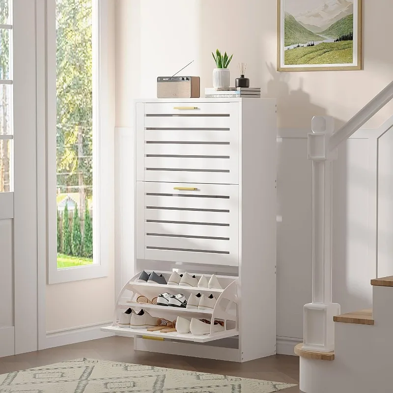 Shoe Cabinet Storage for Entryway with 3 Flip Drawers Slim Hidden Free Standing Organizer for Narrow Hallway, Bedroom
Shoe Cabinet Storage for Entryway with 3 Flip Drawers Slim Hidden Free Standing Organizer for Narrow Hallway, Bedroom