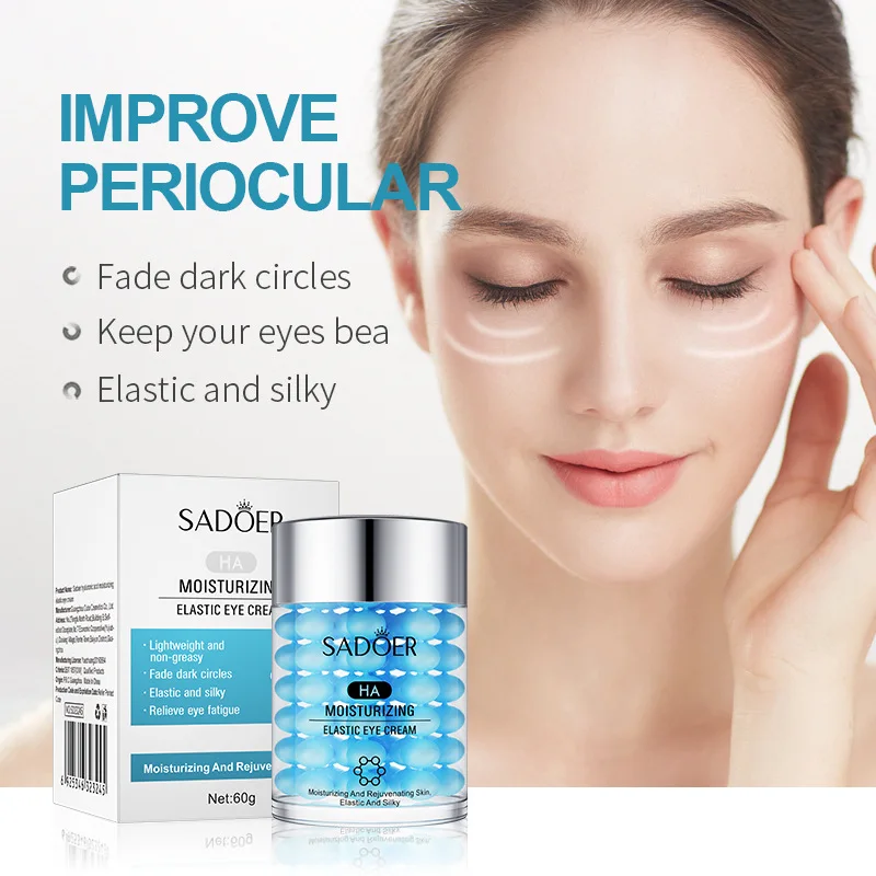 

SADOER Hyaluronic Acid Eye Cream Moisturizing Remove Dark Circle Anti Puffiness Fade Fine Lines Hydrating Brighten Eyes Skincare