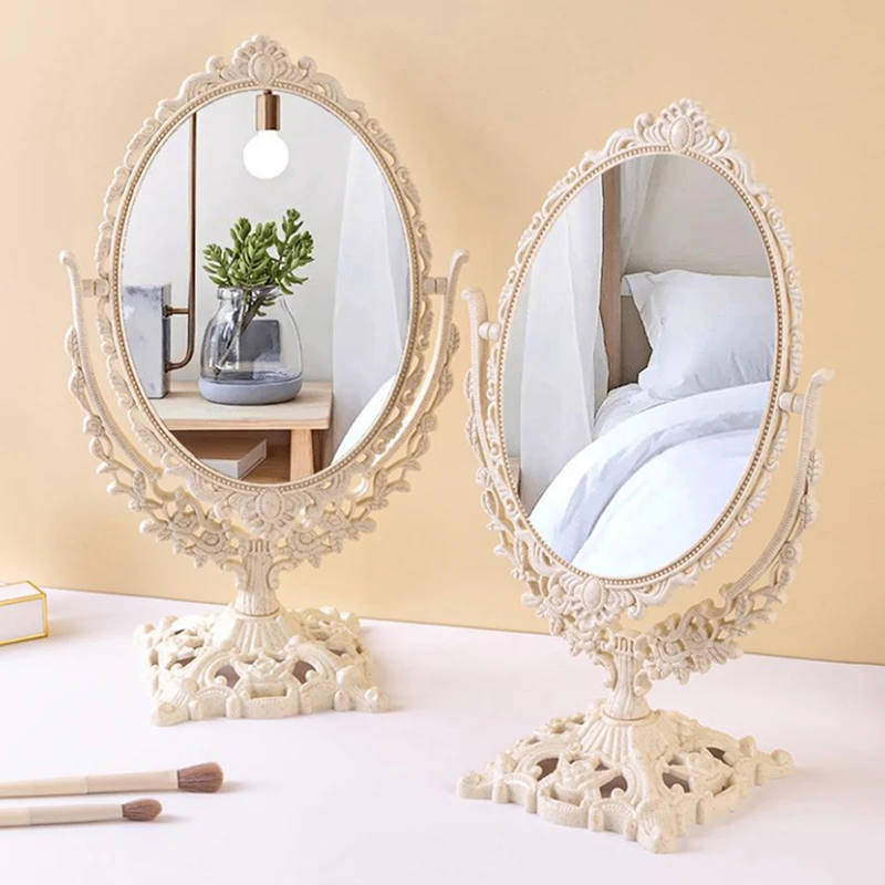 Nordic Carved Retro Style Flip Mirror Plastic Vintage Decorative Mirror Small Oval Make-up Tools Bedroom Table Room Desk
Nordic Carved Retro Style Flip Mirror Plastic Vintage Decorative Mirror Small Oval Make-up Tools Bedroom Table Room Desk
