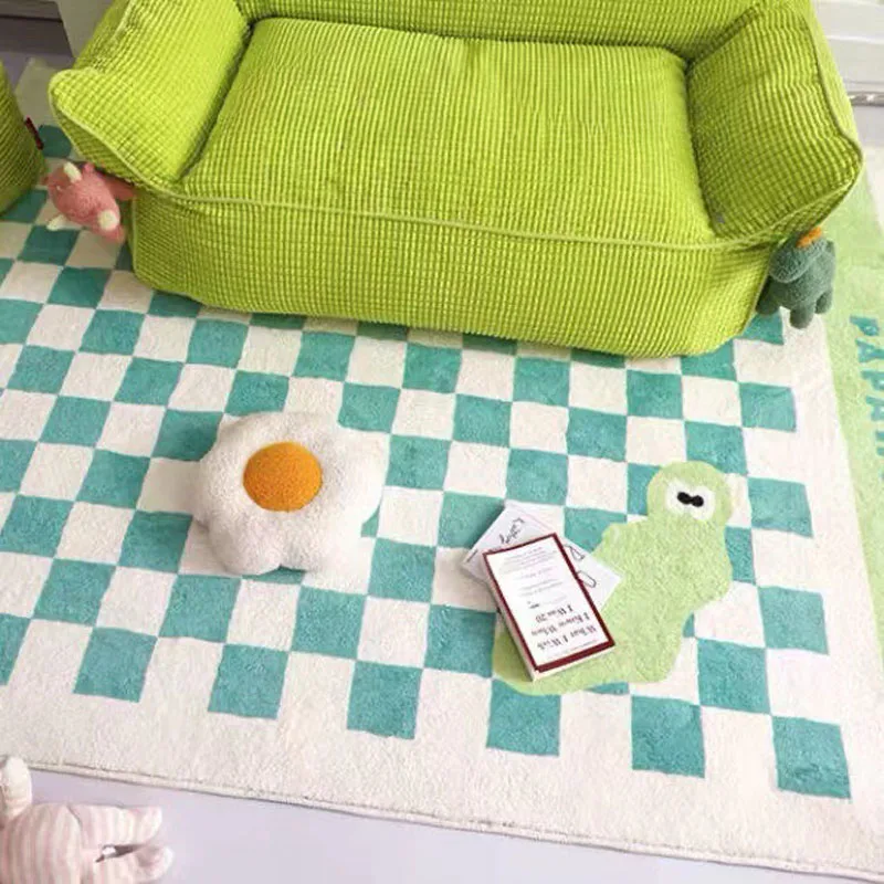 

Cute Girl Cloakroom Carpet Large Area Carpets for Living Room Ins Style Checkerboard Rugs for Bedroom Decor Dirty Lounge Rug