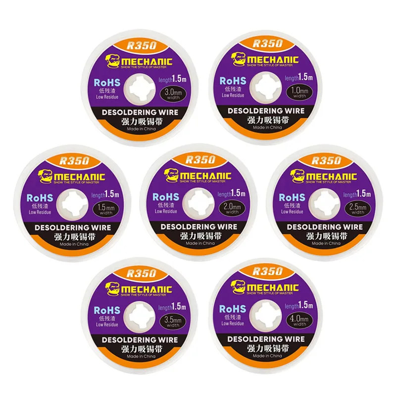 MECHANIC R350 Desoldering Braid for Mobile Phone Repair 1.0/1.5/2.0/2.5/3.0/3.5/4.0mm 1.5m Electronics Soldering Wick
MECHANIC R350 Desoldering Braid for Mobile Phone Repair 1.0/1.5/2.0/2.5/3.0/3.5/4.0mm 1.5m Electronics Soldering Wick