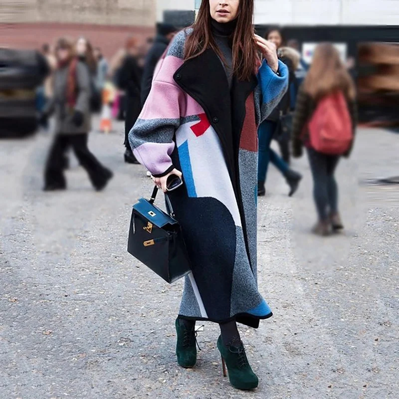 Women's Fashion Color Matching Lapel Geometric Pattern Printing Long Ankle Wool Coat Double-sided Woolen Loose Cardigan Jacket
Women's Fashion Color Matching Lapel Geometric Pattern Printing Long Ankle Wool Coat Double-sided Woolen Loose Cardigan Jacket