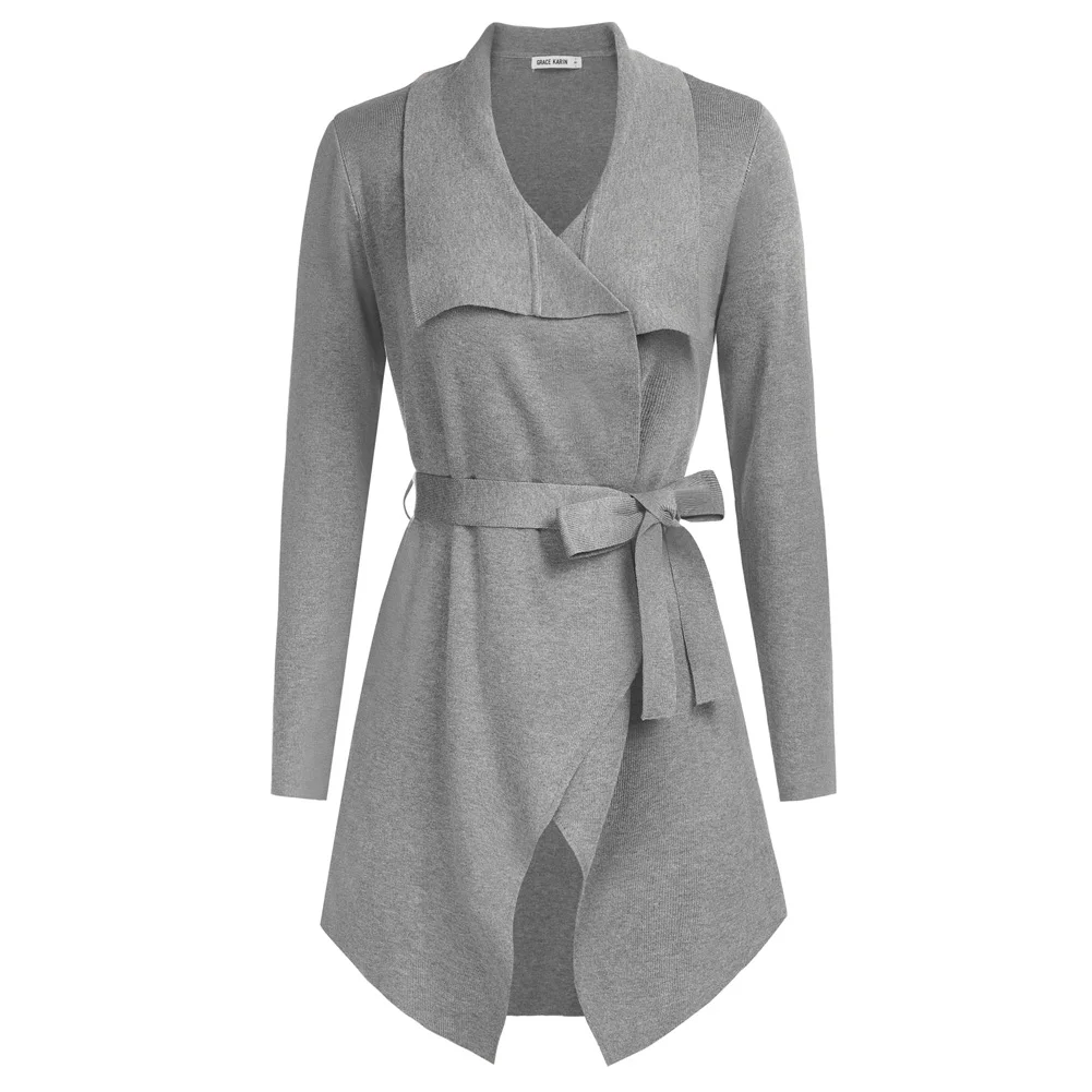 GRACE KARIN Women Mid Thigh Length Cardigan Long Sleeve Irregular Lapel Sweater Open Front Knitting Kimono Cardigan With Pockets
GRACE KARIN Women Mid Thigh Length Cardigan Long Sleeve Irregular Lapel Sweater Open Front Knitting Kimono Cardigan With Pockets