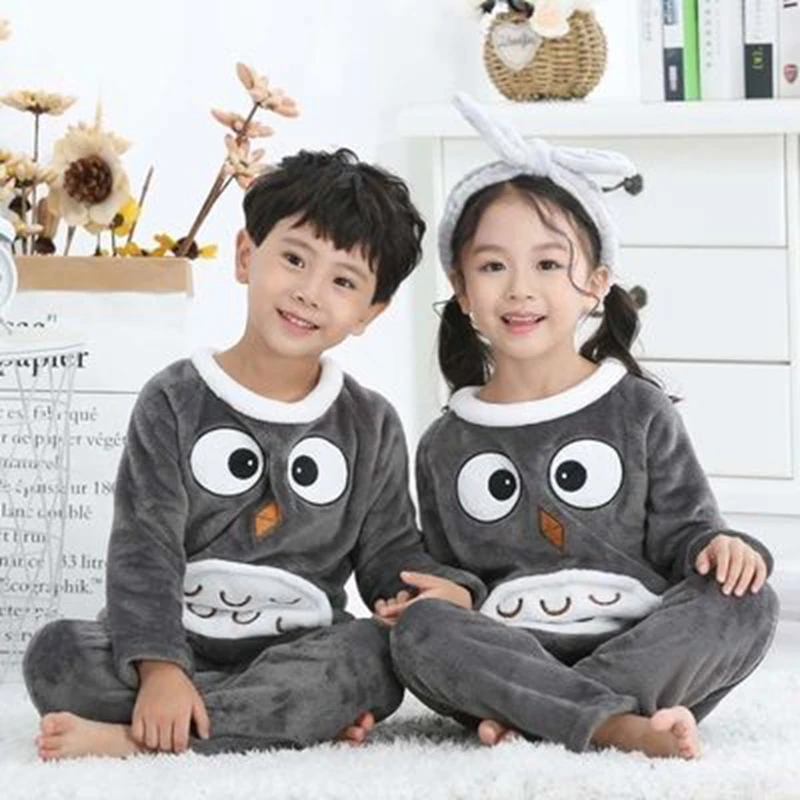 

2024 New Children Fleece Pajamas Warm Flannel Sleepwear Girls Boy Nightwear Coral Fleece Kids pijamas Homewear Winter Pyjama