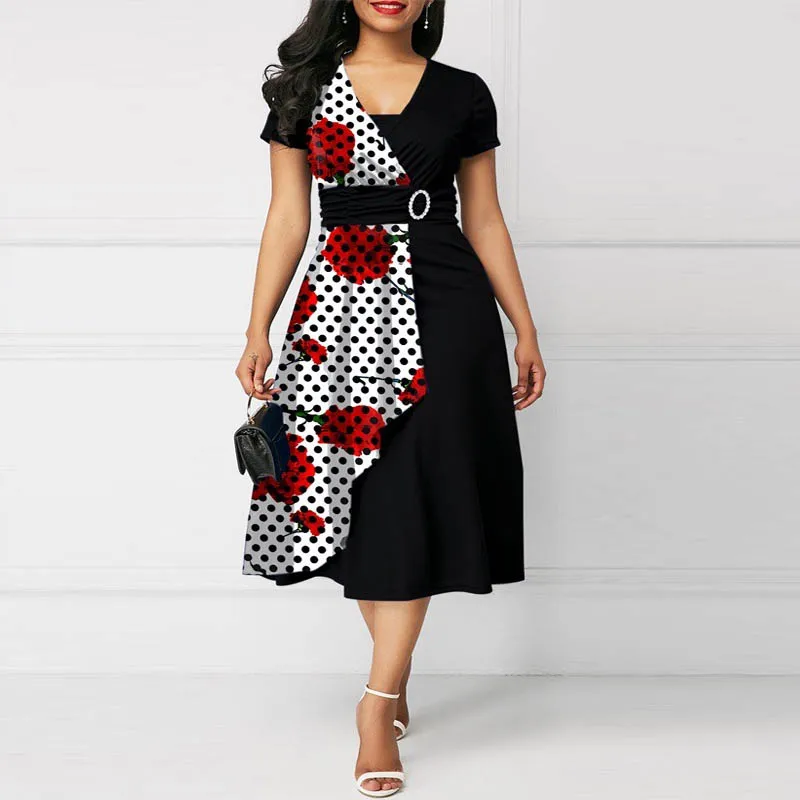 Vintage Women Mid Waist Irregular Dresses Summer Fashion V-neck Short Sleeve With Belt Dress Elegant Solid Office Lady Vestidos
Vintage Women Mid Waist Irregular Dresses Summer Fashion V-neck Short Sleeve With Belt Dress Elegant Solid Office Lady Vestidos