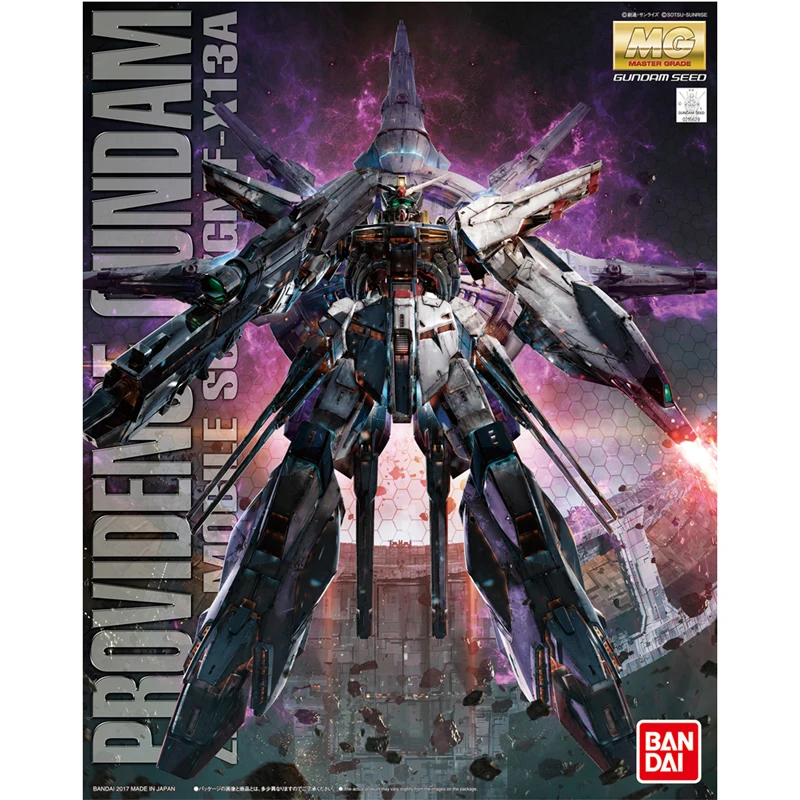 

Original Bandai Gundam Anime Figure BANDAI MG 1/100 ZGMF-X13A Seed PROVIDENCE GUNDAM Rau Le Creuset Effects Action Figure Model