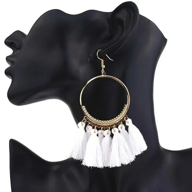 FSUNION-Boucles d'oreilles à pampilles ethniques pour femmes, bijoux bohèmes, ULen coton, frange longue, grande goutte, nouvelle mode, 2024 1