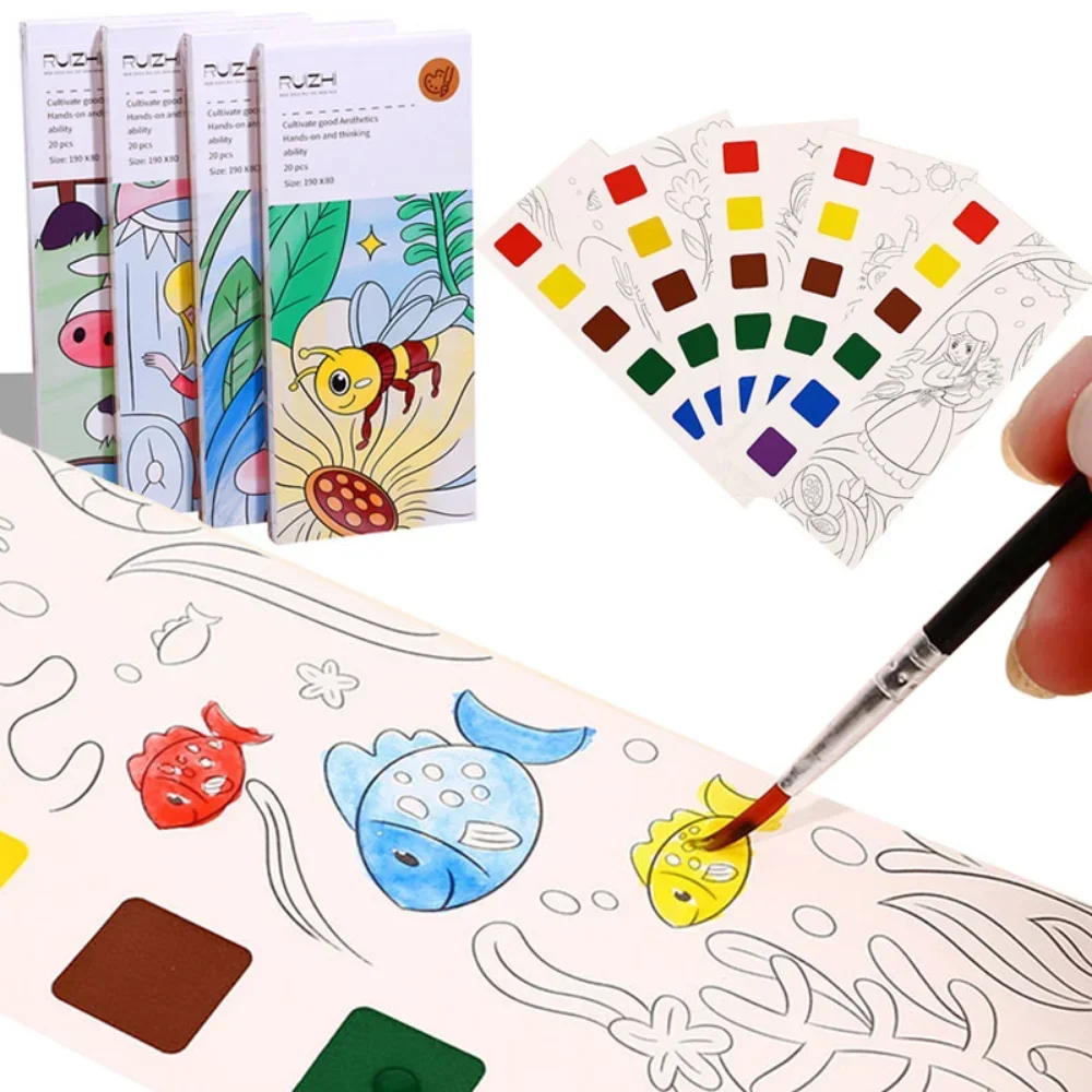 

Graffiti Picture 1 Pen Coloring Water Drawing Books Set Portable Children Watercolor Painting Book 20 Sheets Gouache Kids Toys