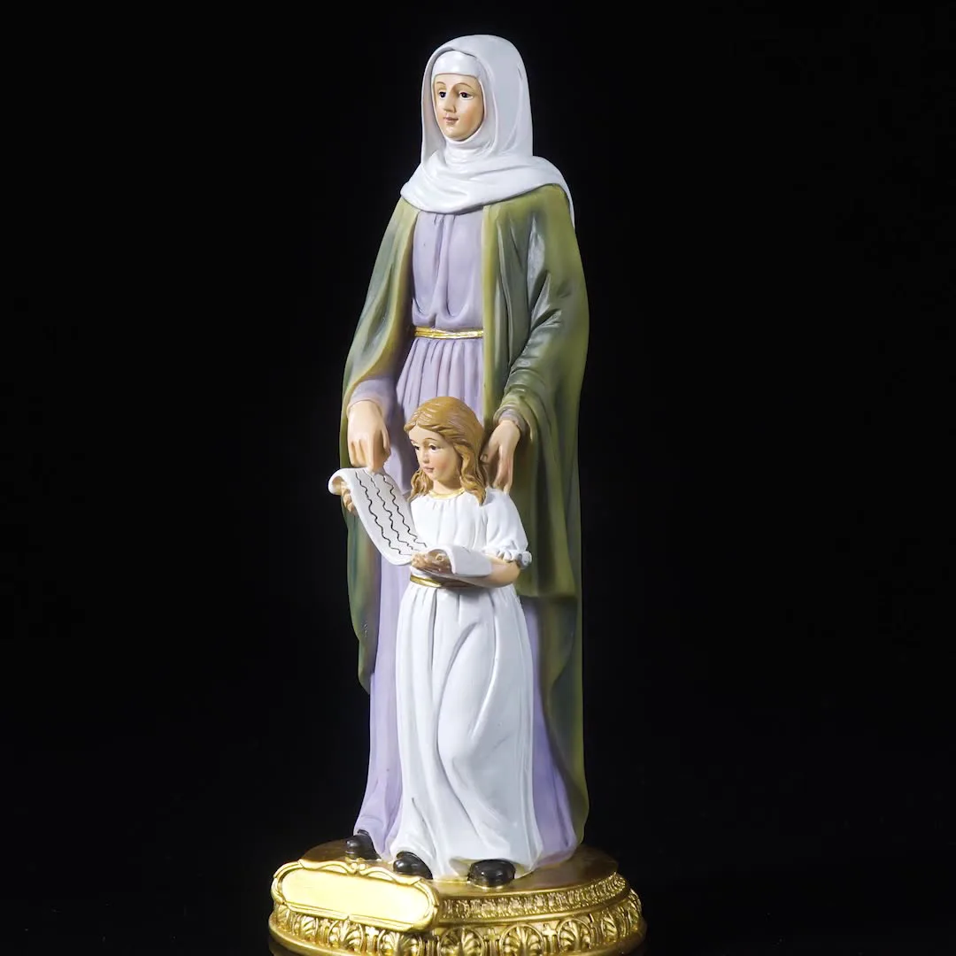

Saint Anne and Saint Mary Figure Statue Virgin Mary Effigy Home Room Desktop Religious Decor Accessories Furnishing Article Gift