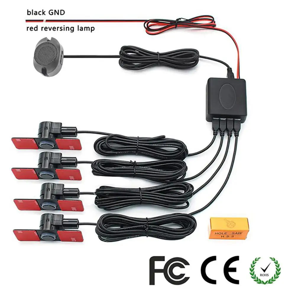 

4 Sensors Buzzer 16.5mm Car Parking Sensor Kit Reversing Radar Sound Alert Indicator Probe System Pz330-xk16.5