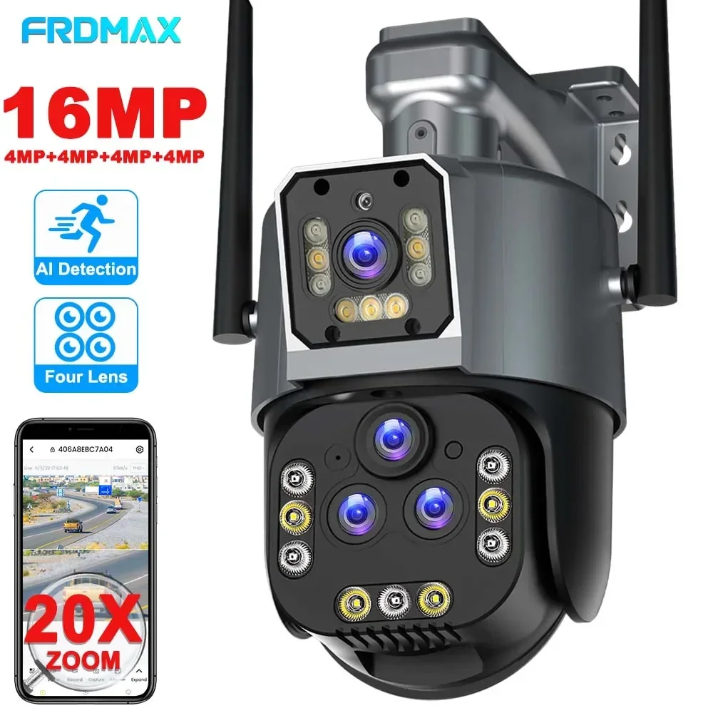 

Surveillance Cameras Smart Home 8K 16MP WiFi IP Camera 20X Zoom PTZ Outdoor Wireless Security Camera Four Lens CCTV Cam 4K Video