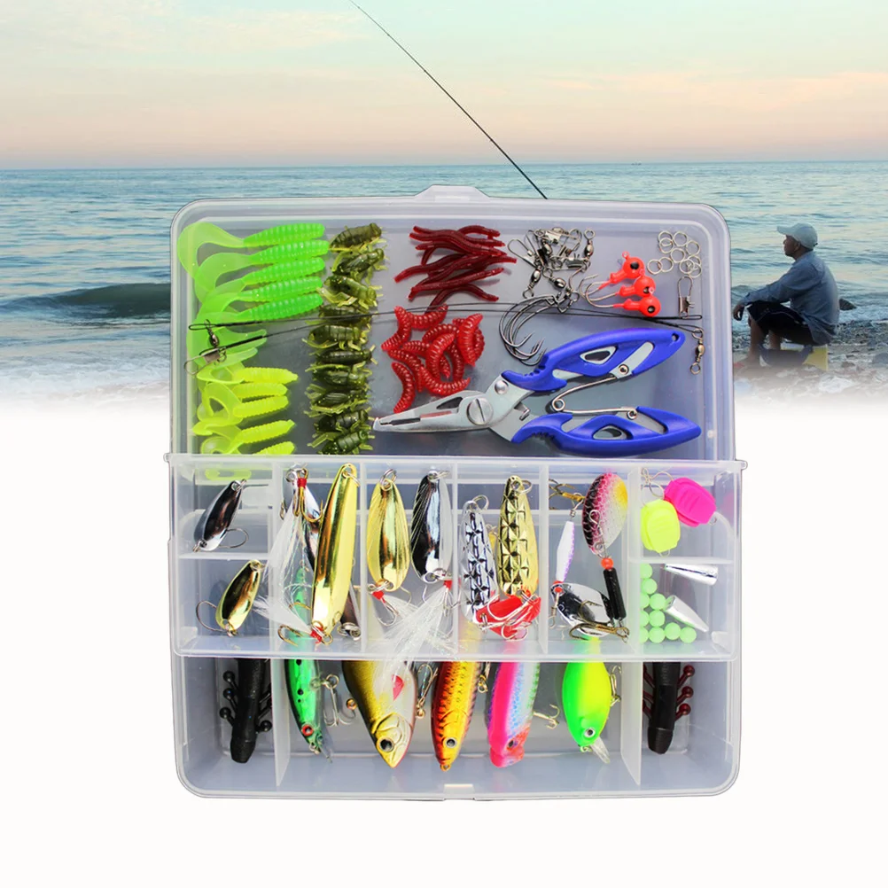 101 Pcs Fishing Lures Kit Full Fishing Tackle Box Including Spinners Treble Hooks Single Hooks Swivels Pliers
101 Pcs Fishing Lures Kit Full Fishing Tackle Box Including Spinners Treble Hooks Single Hooks Swivels Pliers