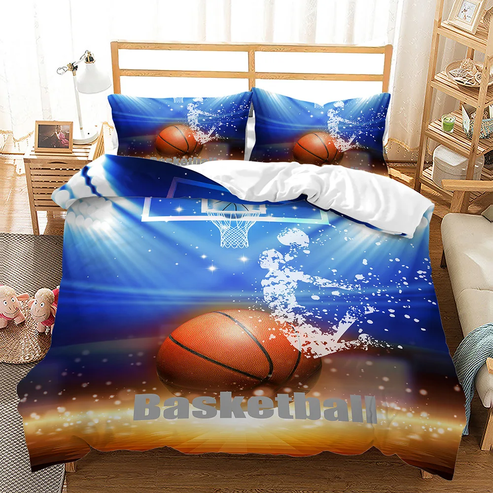 

Baseball basketball football cross -border bed three -piece quilt 3D digital printing kit