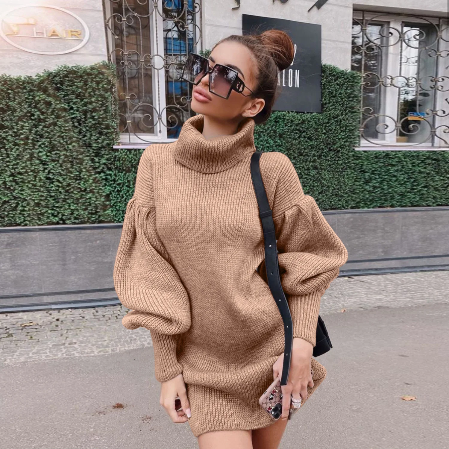 2023 Fall Winnter Knitted Dress Women High Neck Slim Solid Wool Sweater Dresses Winter Autumn Basic Long Sleeve Dresses Vestido 
2023 Fall Winnter Knitted Dress Women High Neck Slim Solid Wool Sweater Dresses Winter Autumn Basic Long Sleeve Dresses Vestido