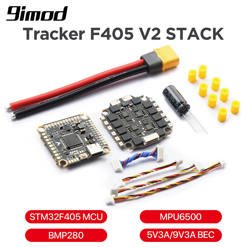 

9IMOD Tracker F405 V2 F4 V3S Flight Control Stack FC Support BetaFlight BLS-50A/65A 4in1 ESC Board 2-6S for RC FPV Drone