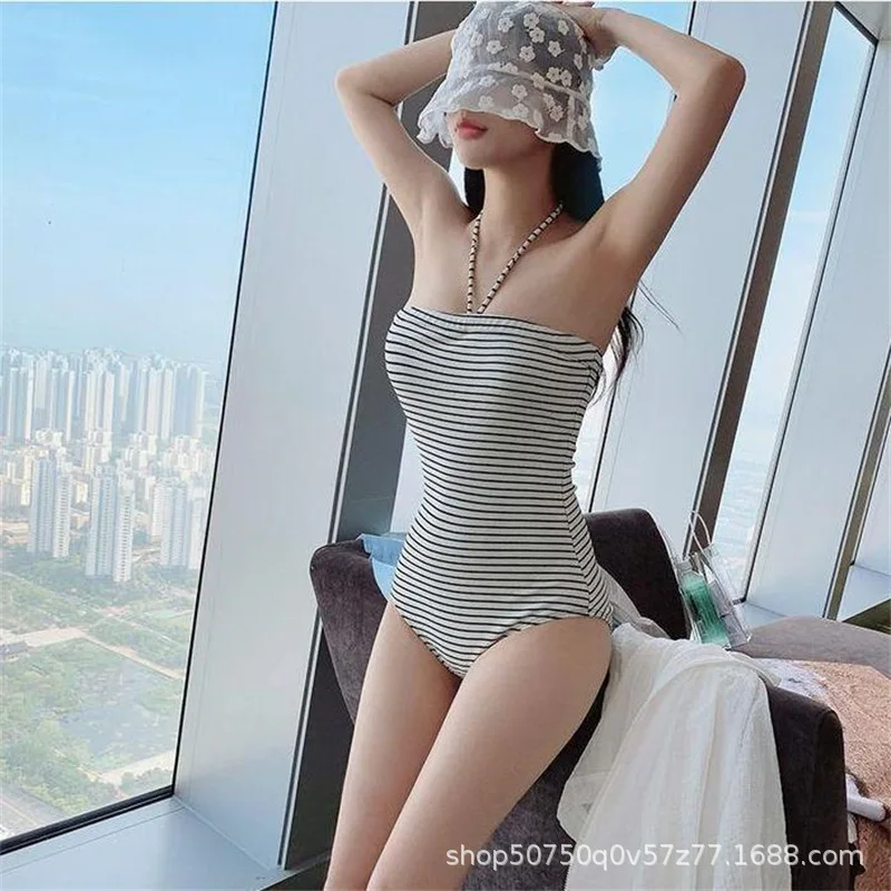 Korean New Swimsuit Women's Siamese Triangle Sexy Slim Cover Belly Striped Hot Spring Swimwear
Korean New Swimsuit Women's Siamese Triangle Sexy Slim Cover Belly Striped Hot Spring Swimwear