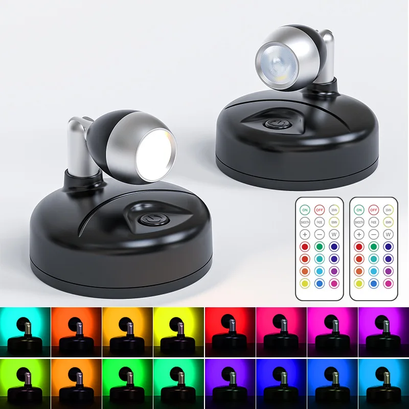 13 Color LED Spot Light Wireless RGB Remote Control Cabinet Wall Lamps Angle Adjustable Atmosphere Press Clap Lamp Night Lights
13 Color LED Spot Light Wireless RGB Remote Control Cabinet Wall Lamps Angle Adjustable Atmosphere Press Clap Lamp Night Lights