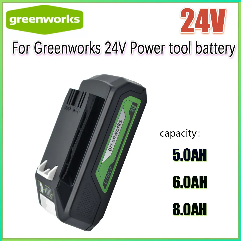 Greenworks The original product is 100% brand new Greenworks 24V 5.0Ah/6.0Ah/8.0Ah Lithium-ion Battery (Greenworks Battery) 
Greenworks The original product is 100% brand new Greenworks 24V 5.0Ah/6.0Ah/8.0Ah Lithium-ion Battery (Greenworks Battery)