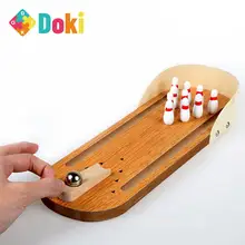 

Doki Wooden Mini Desktop Bowling Game Toy Set Fun Indoor Parent-Child Interactive Board Game Bowling Puzzle Decompression Toy