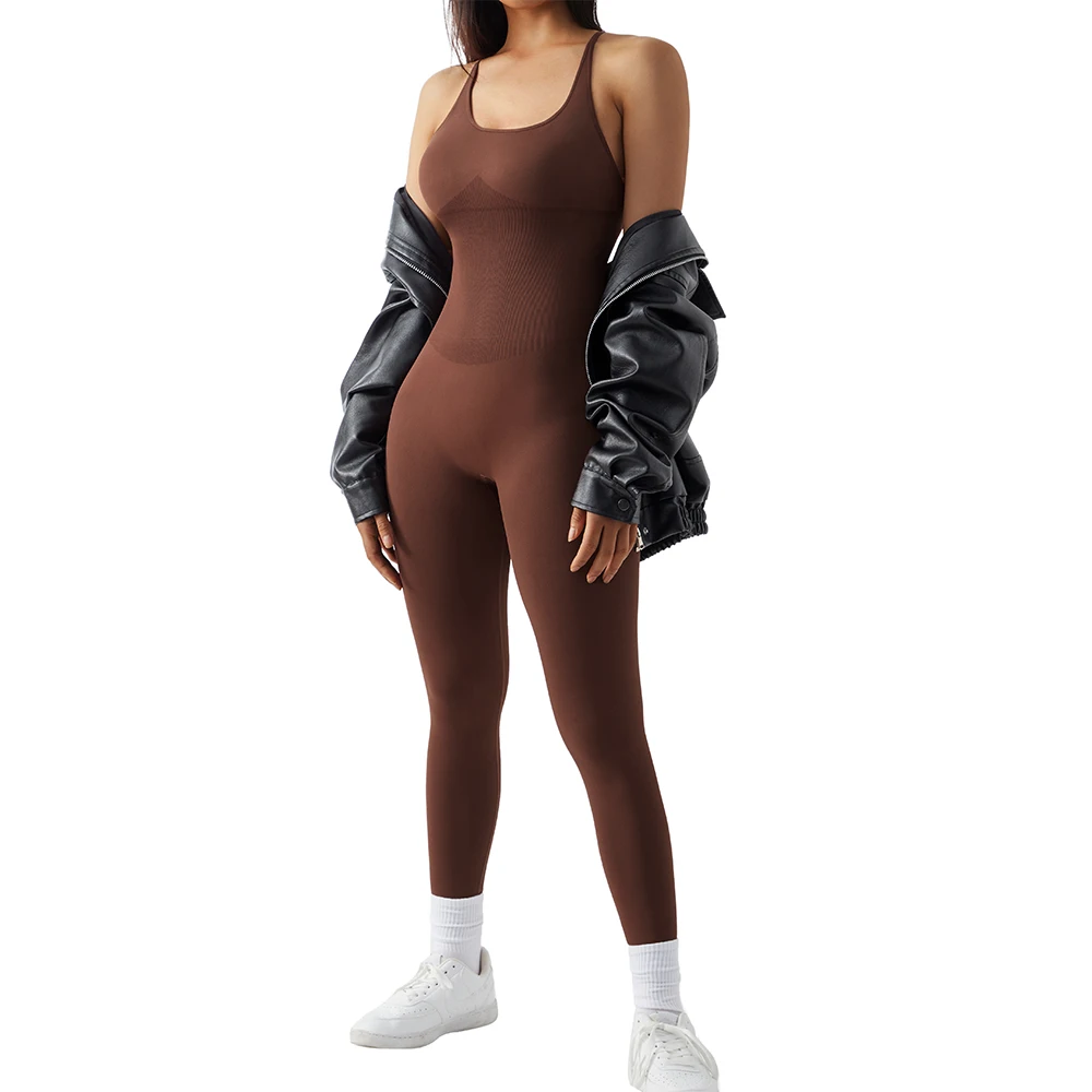 Women Strappy Backless One Piece Jumpsuits Tummy Control Shapewear Square Neck Padded Tracksuits Workout Rompers Jumpsuits Women Strappy Backless One Piece Jumpsuits Tummy Control Shapewear Square Neck Padded Tracksuits Workout Rompers Jumpsuits