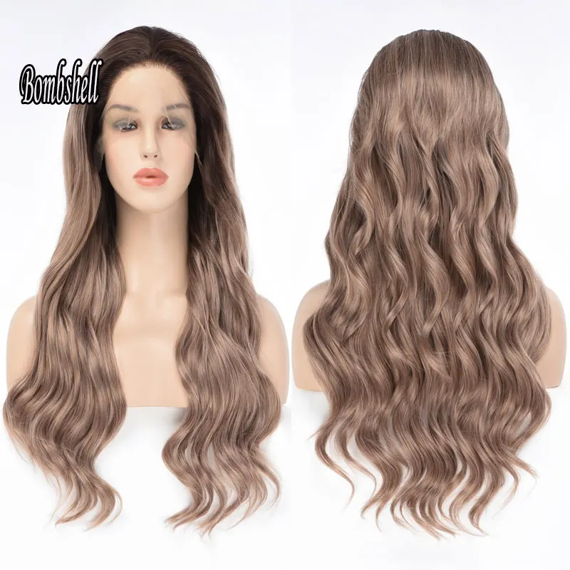 

Bombshell New Style Ombre Auburn Brown Ocean Wave Wig Synthetic 13X4 Lace Front Wig Glueless Heat Resistant Fiber Hair For Women