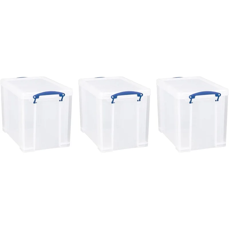 

Really Useful Box 19 Liter Plastic Stackable Storage Container w/Snap Lid & Built-In Clip Lock Handles for Home & Office