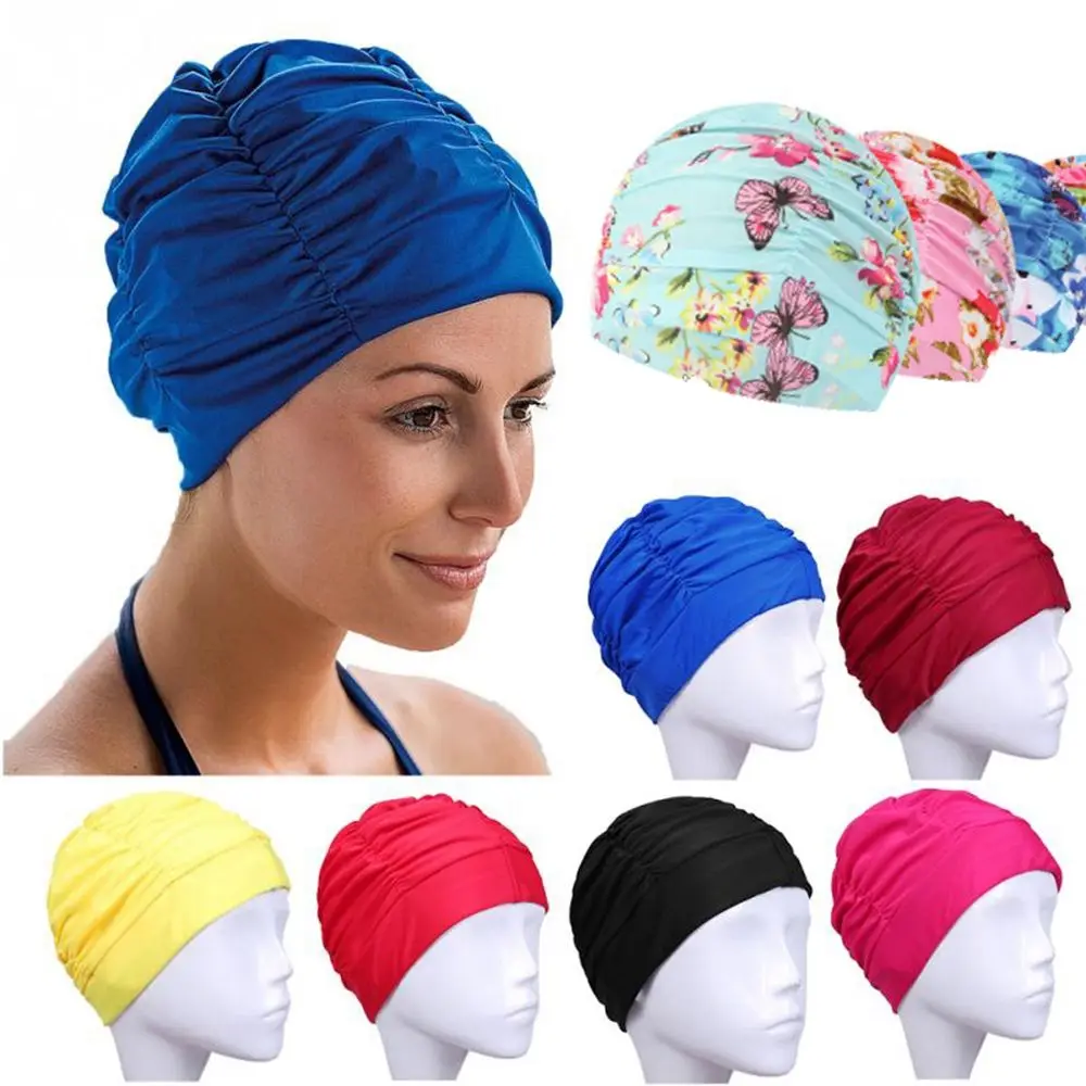 

Men&Women Free size Sports Accessories Swimming Cap Pool Bathing Hats Elastic Nylon Turban Long Hair Protect